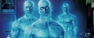 O Blue Man Group de um homem só, o Dr. Manhattan